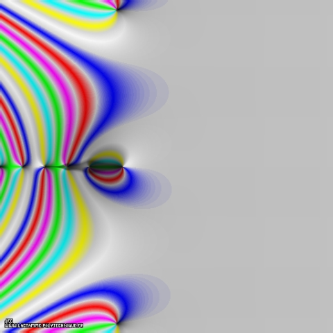Visualisation tridimensionnelle de la fonction Zeta de Riemann dans (-10.0,+20.0)x(-15.0,+15.0) (vue aérienne), Colonna Jean-François