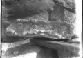 Fragment de frise (avec sphinx et tête d'homme). Élément détaché du temple, sanctuaire de Bêl à Palmyre (Syrie)